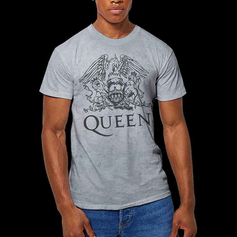 Dip-dye t-shirt with Queen crest design, size large.