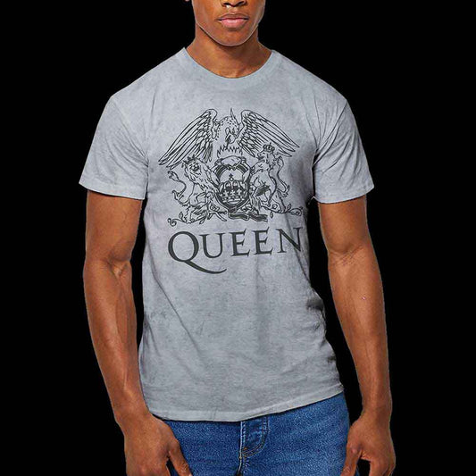 Dip-dye t-shirt with Queen crest design, size large.