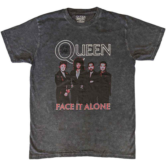 Large black t-shirt with “Face it Alone” band logo, Queen collection.