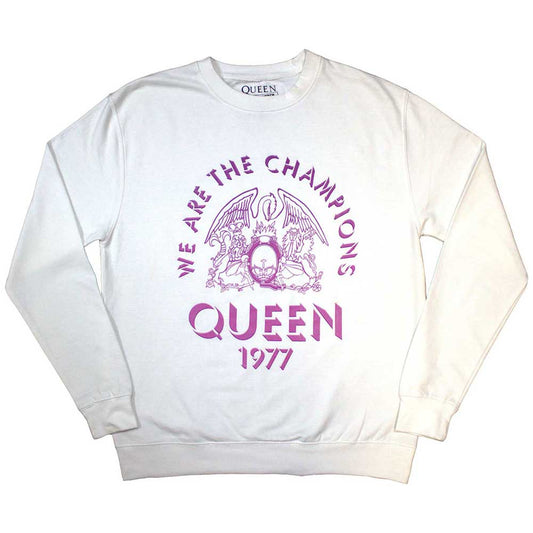 Dark sweatshirt with "Champions 1977" and Queen band logo, size XX-Large.