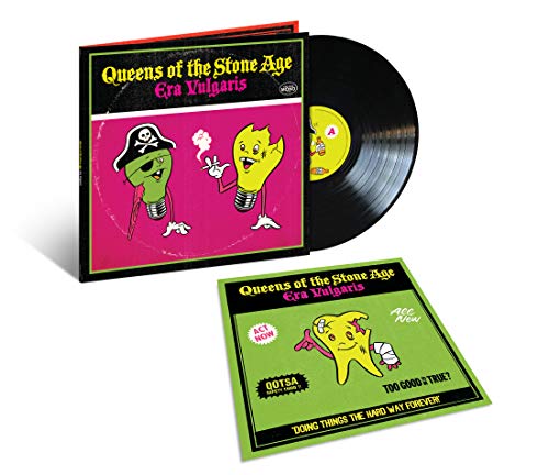 Queens of the Stone Age vinyl record, "Era Vulgaris," with colorful cover art.
