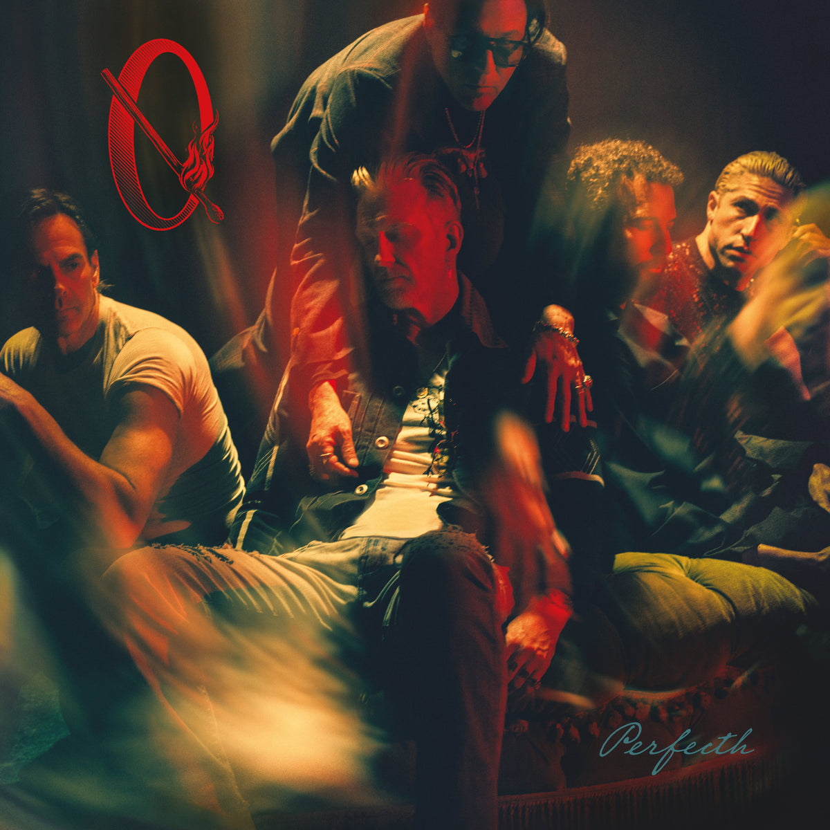 Queens of the Stone Age album cover, blurred figures in red lighting.