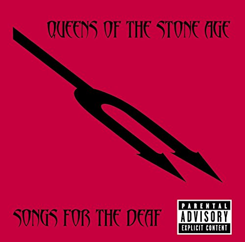 Queens of the Stone Age album cover: a black tuning fork on red.