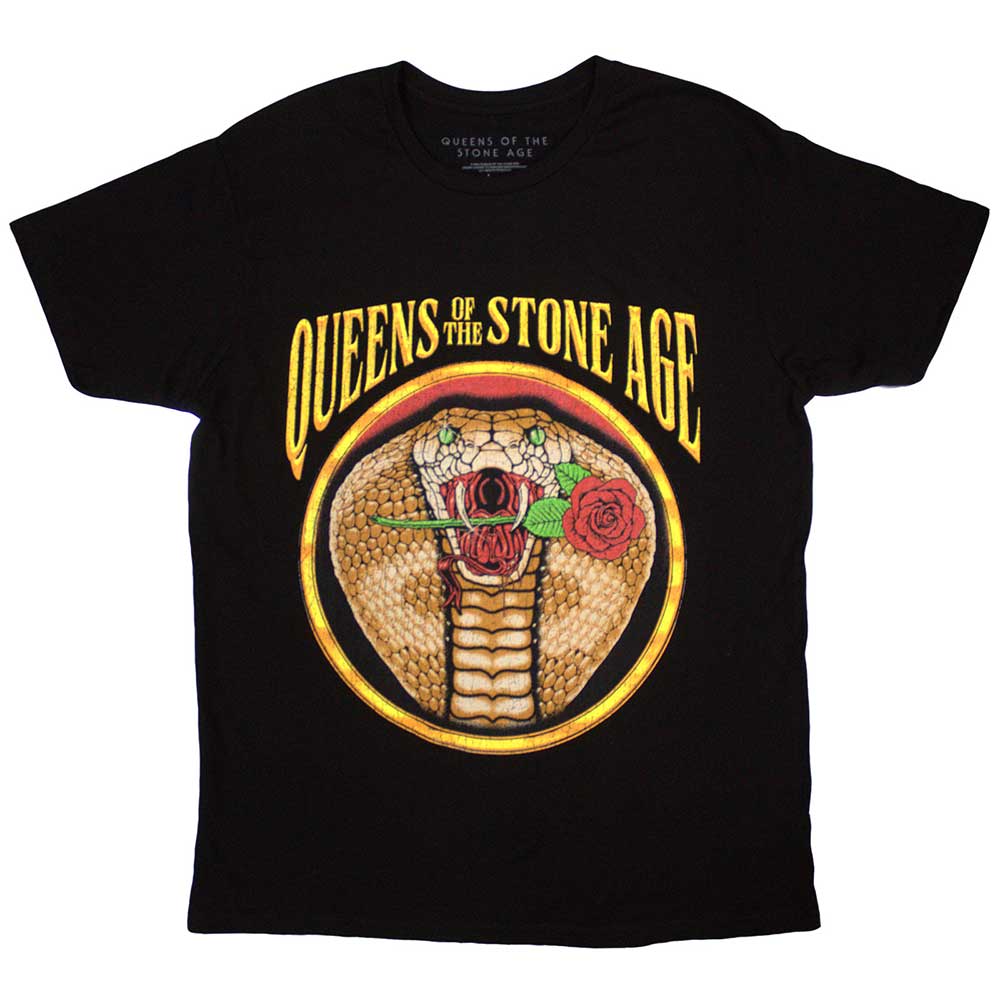 Black unisex t-shirt featuring a graphic of a coiled cobra snake.