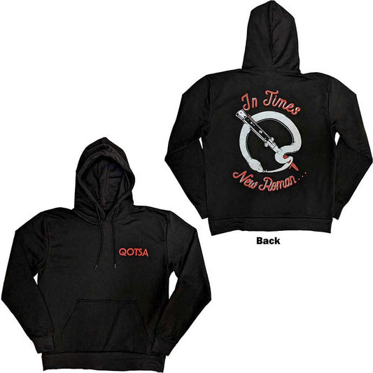 Dark pullover hoodie with large white snake logo on the back.