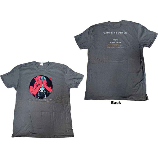 Black QOTSA t-shirt with “Villains” back print, likely tour merchandise, size X-Large.