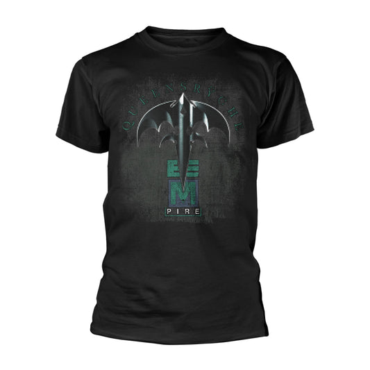 Black t-shirt with Queensryche “Empire” album art graphic.