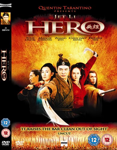 DVD cover for "Hero" featuring Jet Li and other martial artists.
