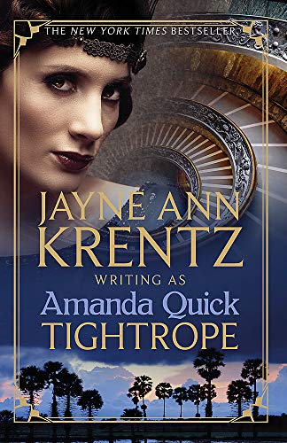Book cover: woman’s face, ornate border, palm trees, and stormy sky.