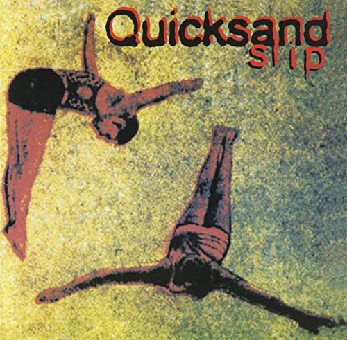 Album cover for Quicksand Slip featuring two figures diving against a textured yellow background.