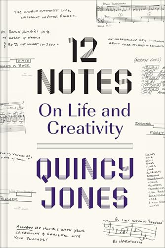 Book cover: "12 Notes" by Quincy Jones, with handwritten notes and music.
