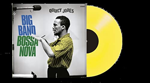 Quincy Jones Big Band Bossa Nova album cover next to a yellow vinyl record.