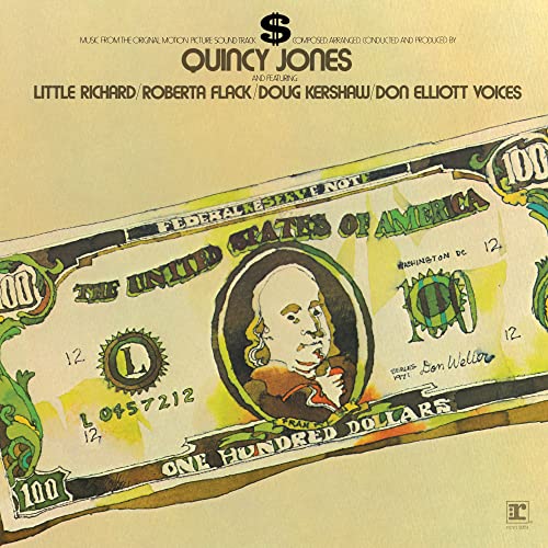 Quincy Jones album cover with stylized $100 bill featuring Benjamin Franklin's portrait.