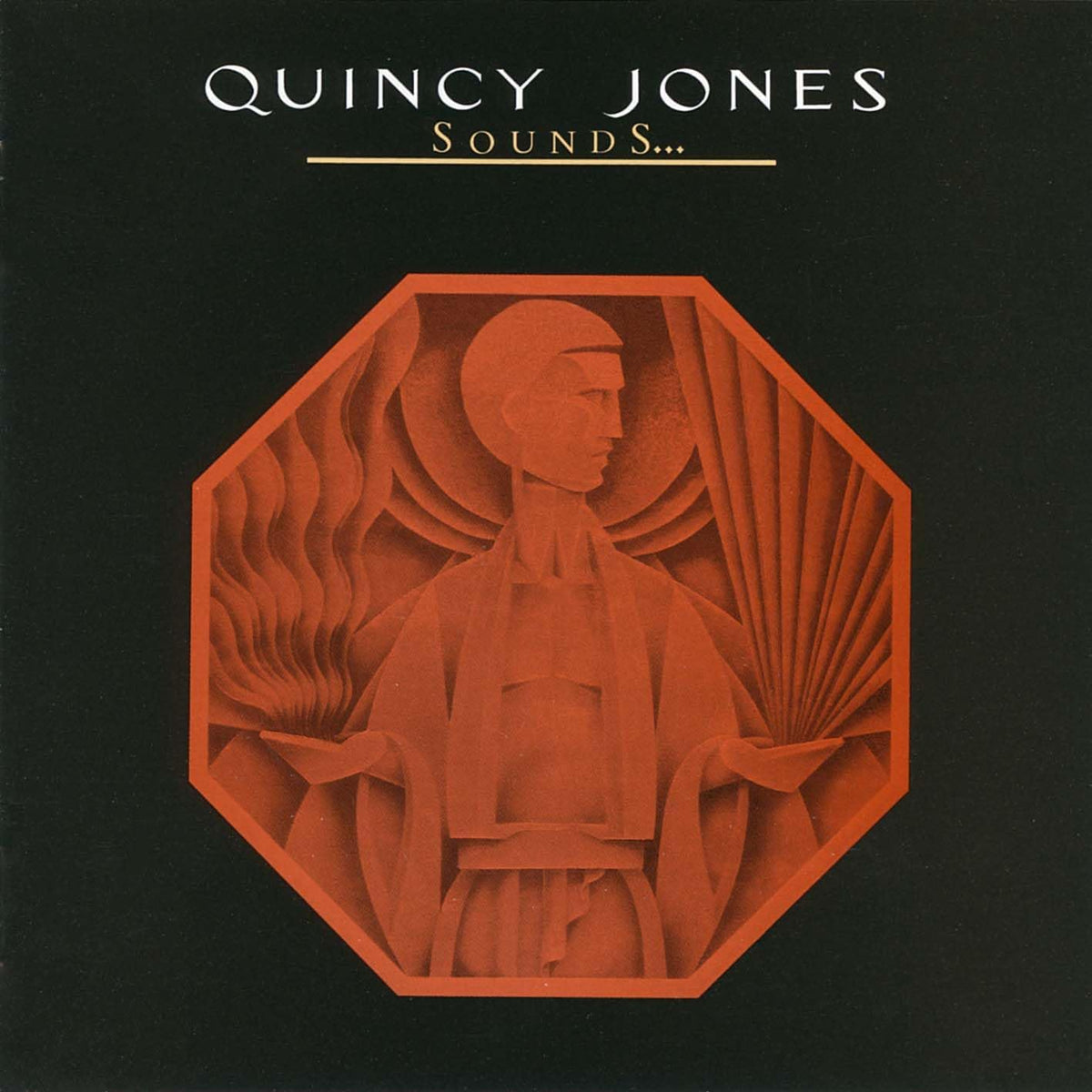 Album cover for Quincy Jones’ “Sounds…And Stuff Like That!!” featuring art deco design.