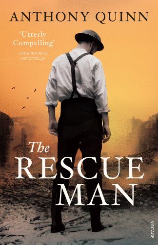Book cover: man in dark clothes and cap, facing a misty cityscape.