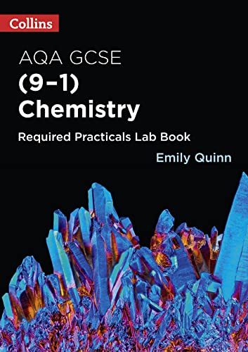 Book cover: AQA GCSE Chemistry lab book with blue crystal image.