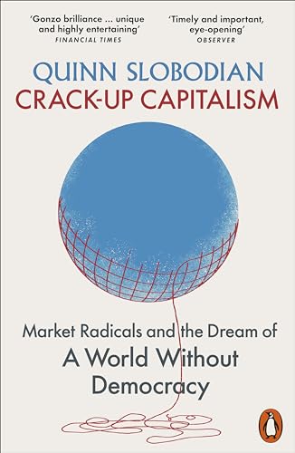 Book cover: “Crack-Up Capitalism” with a blue sphere and red lines.