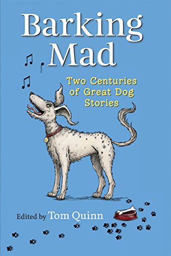 Book cover: “Barking Mad” features an illustrated spotted dog and paw prints.
