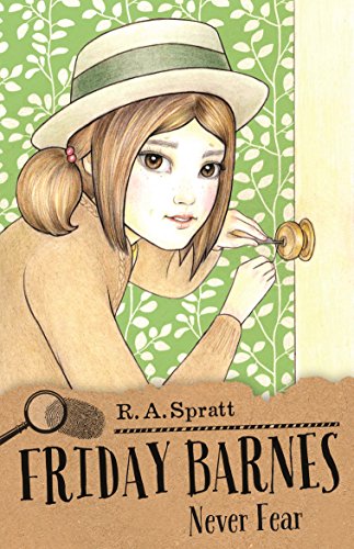 Girl with hat examining a small object, book cover illustration.