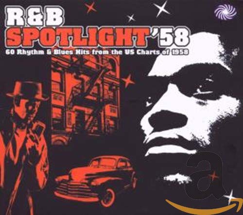 CD cover for "R&B Spotlight '58" featuring musicians and a car.