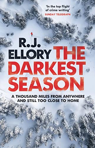 Book cover: “The Darkest Season” by R.J. Ellory, snowy landscape.