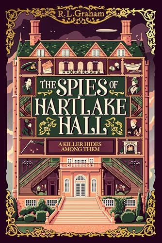 Book cover depicting a large, ornate manor house with illustrated character portraits.