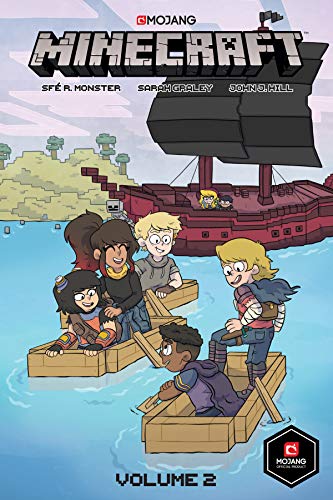 Minecraft Volume 2 graphic novel cover with characters in boats and a ship.