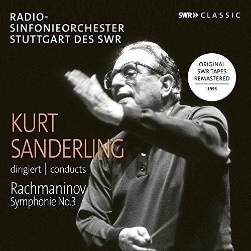 CD cover: Kurt Sanderling conducting, text reading “Rachmaninov Symphonie No.3”.