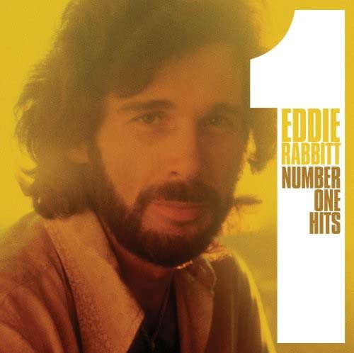 CD cover featuring Eddie Rabbitt’s portrait and large white number one.