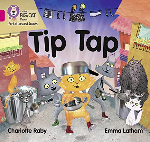 Book cover with cartoon cats playing pots and pans in a street.