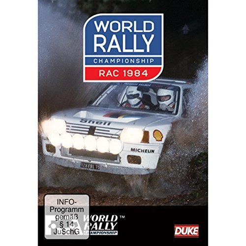 DVD cover for 1984 RAC Rally, featuring a white rally car in mud.