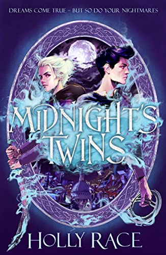 Book cover featuring two young adults framed by an ornate, glowing oval.