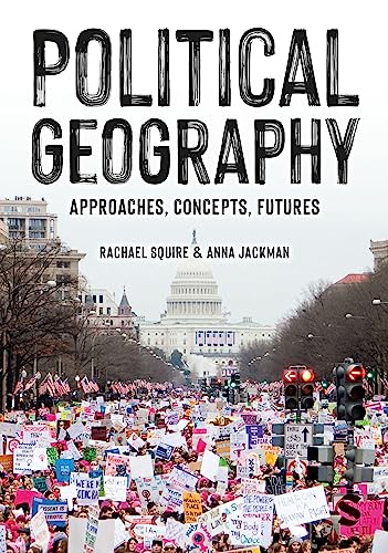 Book cover: "Political Geography" with a protest scene and the US Capitol.