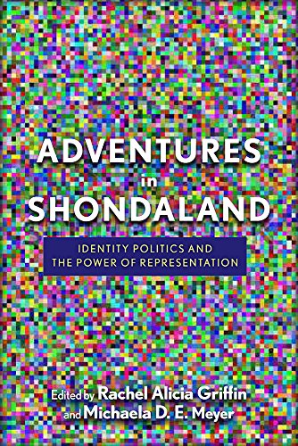 Book cover: "Adventures in Shondaland" with colorful pixelated background.