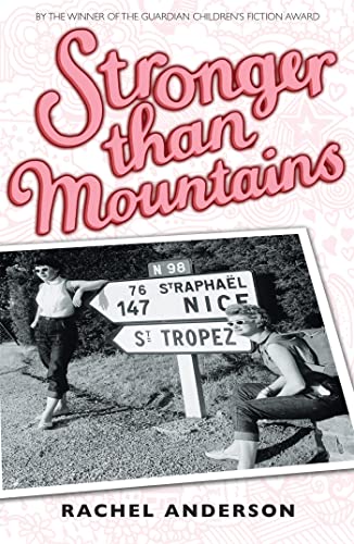 Book cover: "Stronger than Mountains" with a black and white photo of people.