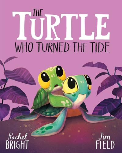 Book cover featuring two green sea turtles amidst purple foliage.