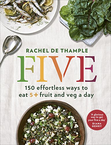 Cookbook cover with the title "FIVE" and images of salads and vegetables.