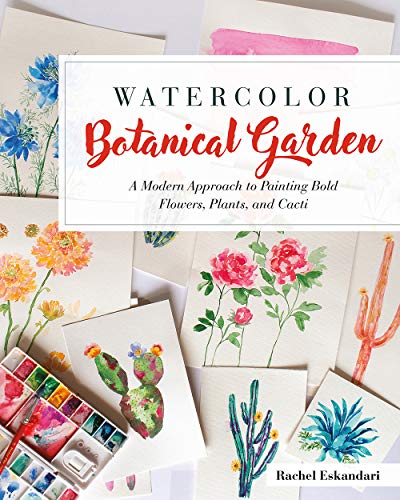 BookSCS Book cover featuring various watercolor paintings of flowers and cacti with art supplies.
