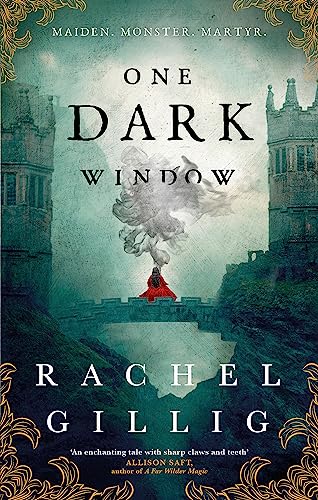 Book cover: “One Dark Window” with a castle, figure, and swirling mist.