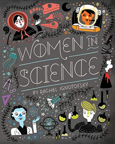 Book cover: "Women in Science" with illustrated portraits and scientific imagery.