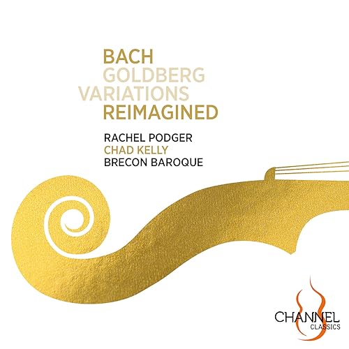 CD cover for Bach’s Goldberg Variations, featuring a golden violin scroll.