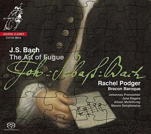 J.S. Bach "The Art of Fugue" CD cover with puzzle piece design and classical portrait.