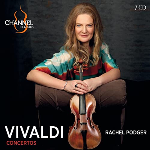 Rachel Podger with a violin, album cover for Vivaldi concertos.