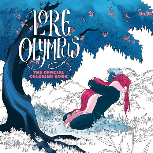 “Lore Olympus” coloring book cover with Hades and Persephone under a tree.