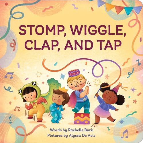 Children in costumes dance and play with musical notes and confetti.