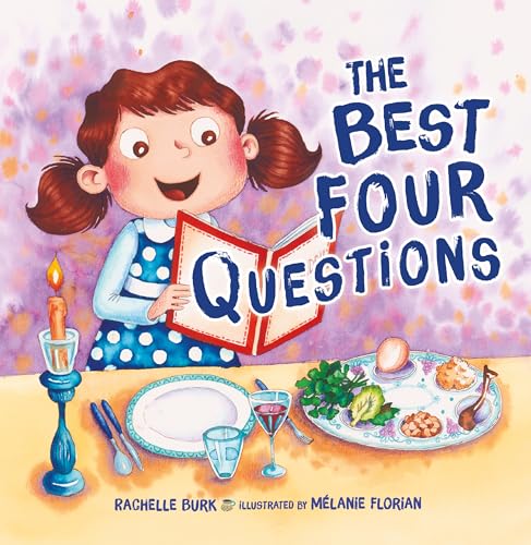 Children’s book cover with a girl, a Seder plate, and candle.