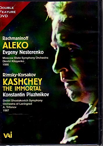 DVD cover for Rachmaninoff’s “Alekо” and Rimsky-Korsakov’s “Kashchey”, featuring a male face.
