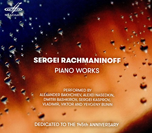 CD cover for Rachmaninoff piano works with water droplet effect.