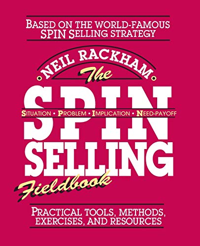 Red book cover with white text: "The SPIN Selling Fieldbook" by Neil Rackham.
