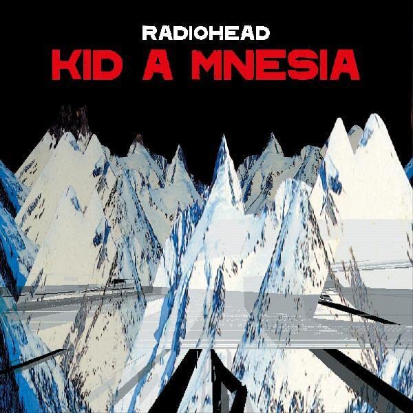 Radiohead’s “Kid A Mnesia” album cover: snowy mountains and a distorted road.